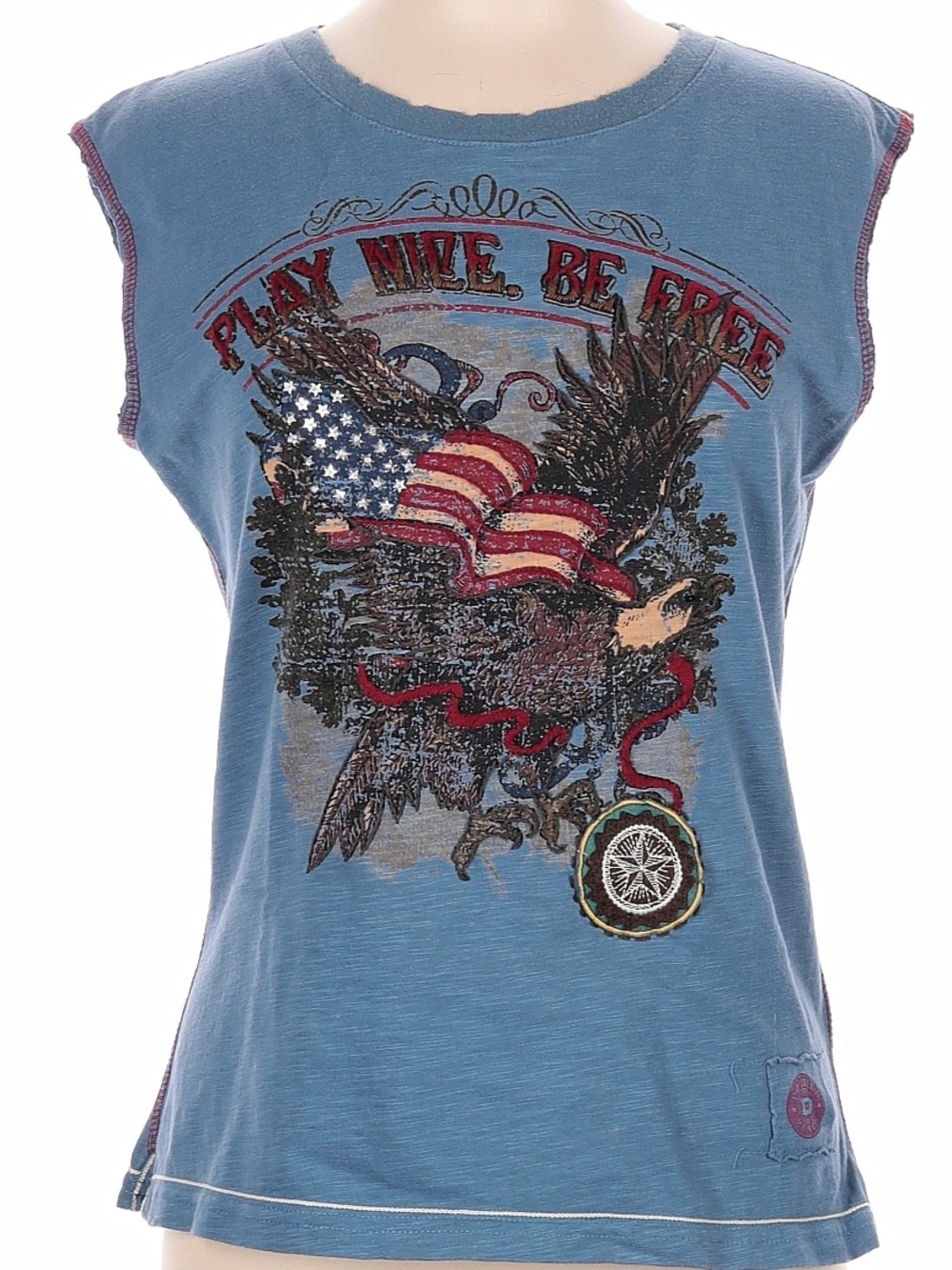 Rare Double D Ranch Freedom for all top embroidered American eagle flag NWT M